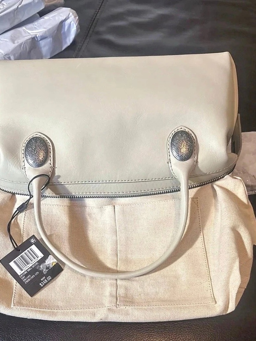FRYE Cheyenne Small Satchel Cream Shoulder Bag NWT - Picture 2 of 5